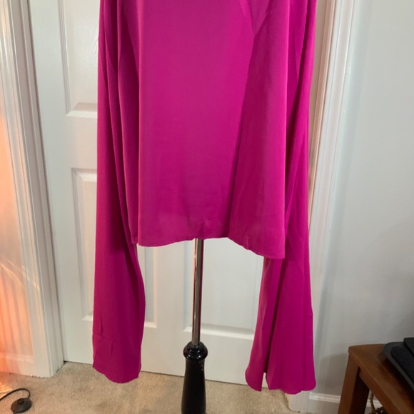 Hot Pink Wing Bat Sleeves Goth Long Sleeves Button Down Top Plus Size 4X - Picture 9 of 12